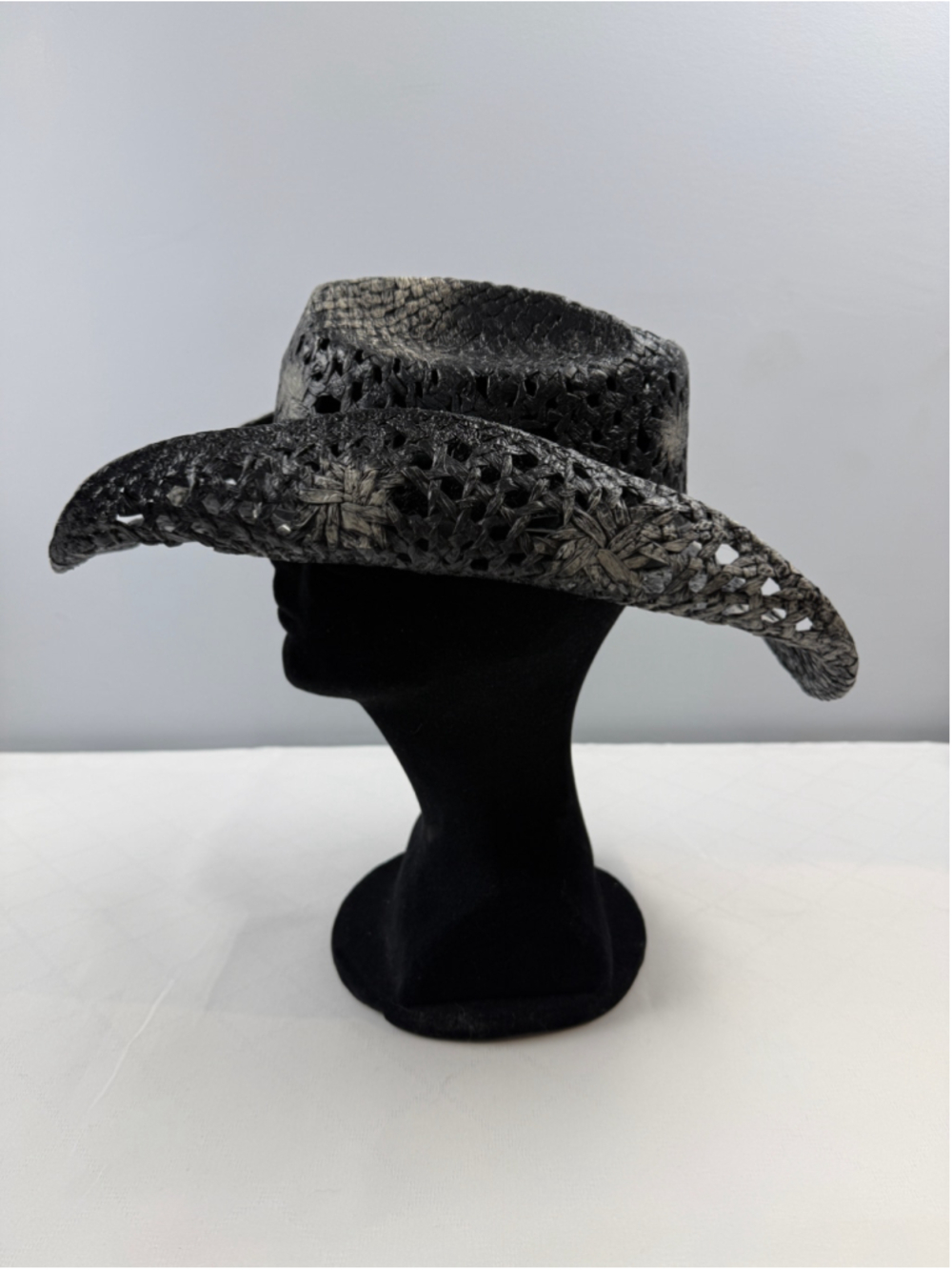 SOM-HER Straw Cowboy Hat Women Black & Gray Size S - Picture 4 of 8